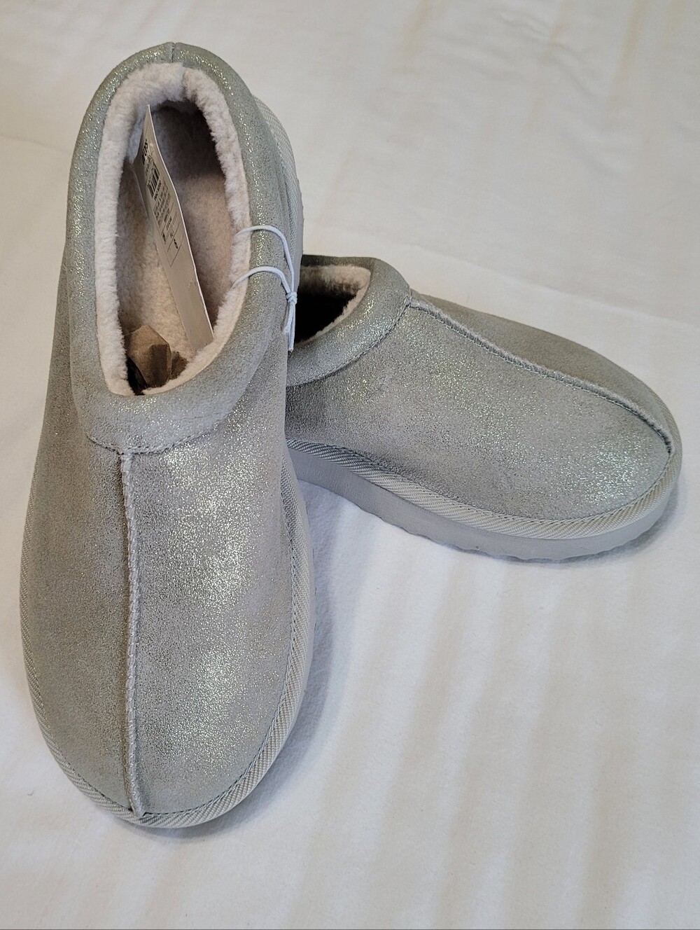 Stars Above Clog Low Platform Slippers - Sz 9, Silver Sparkle, NWT